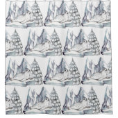 Niedlich Weißes Siegel Pine Tree Schneeflocken Duschvorhang (Vorderseite)
