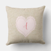 Niedlich-weißes, süßes Herz-Add Monogram-Kissen Kissen (Rückseite)