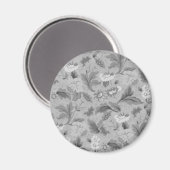 Niedlich-weißgraues Blumenhintergrunddesign Magnet (Vorderseite/Rückseite)