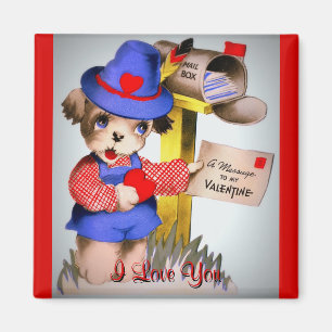 Niedlich Welpen-Hund i-Liebesie Vintager Magnet