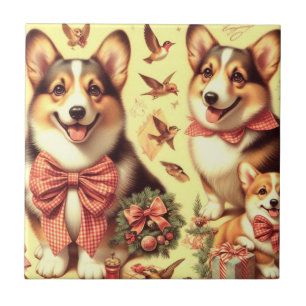 Niedlich Welsh Corgi Cardigan Illustration Fliese