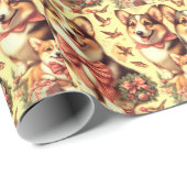 Niedlich Welsh Corgi Cardigan Illustration Geschenkpapier (Rolleneckpunkt)