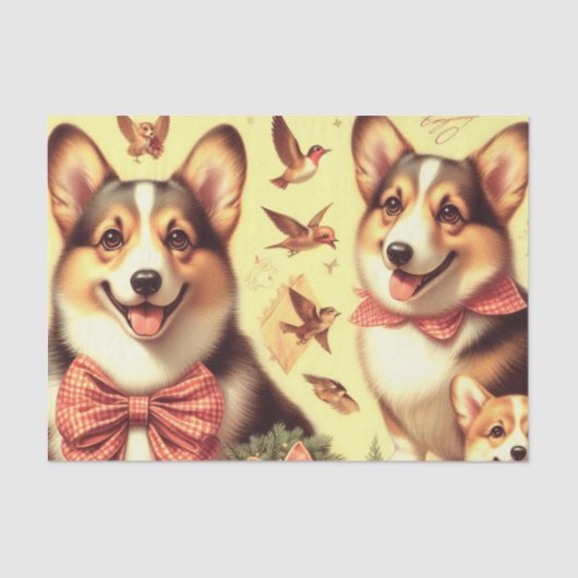 Niedlich Welsh Corgi Cardigan Illustration Seidenpapier (Vorderseite)