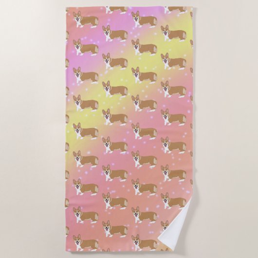 Niedlich Welsh Corgi Strandtuch (Vorderseite)