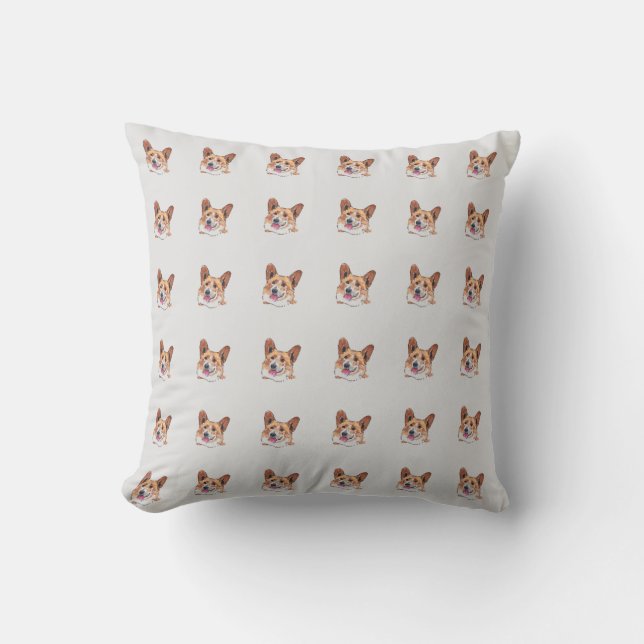 Niedlich Welsh Pembroke Corgi Pattern Throw Kissen (Vorderseite)