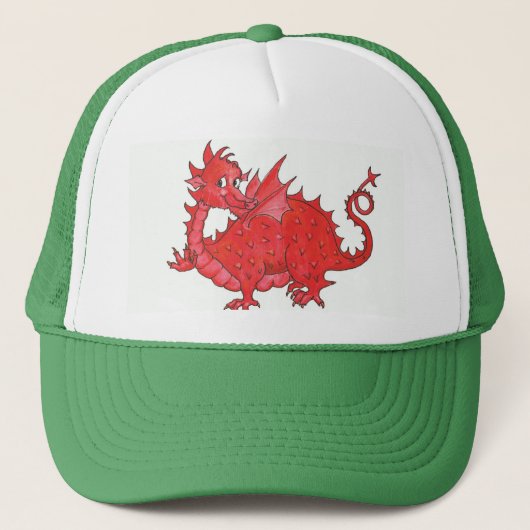 Niedlich Welsh Red Dragon Trucker Hat Truckerkappe (Vorderseite)