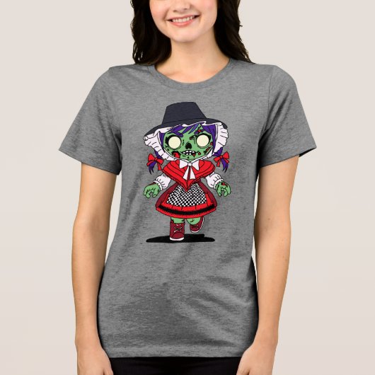 Niedlich Welsh Zombie Tri-Blend Shirt (Vorderseite)