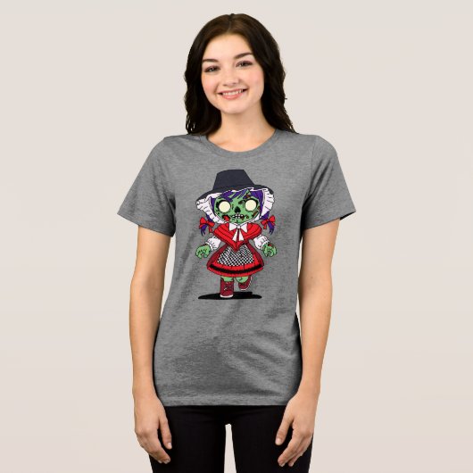 Niedlich Welsh Zombie Tri-Blend Shirt (Vorderseite voll)