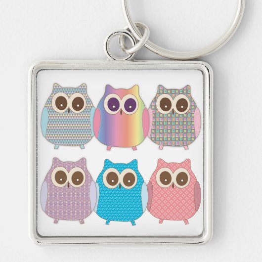 Niedlich wenig Schrei-Eulen-sortierte Farben Schlüsselanhänger (Vorne)