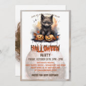 Niedlich Werewolf und Pumpkin Watercolor Einladung (Vorne/Hinten)