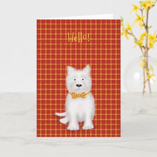 Niedlich West Highland Terrier 'hello' Karte (Gelbe Blume)