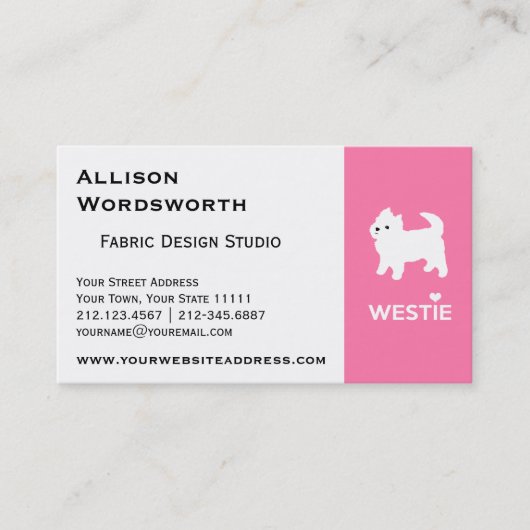 Niedlich West Highland Terrier - I Liebe Westies Visitenkarte (Vorderseite)