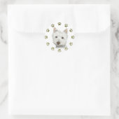Niedlich West Highland White Terrier Dog and Paws Runder Aufkleber (Tasche)