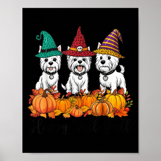 Niedlich West Highland White Terrier Happy Fall Ya Poster (Vorne)
