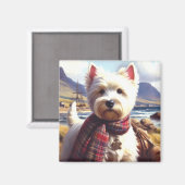 Niedlich West Highland White Terrier Malerei Magnet (Vorderseite/Rückseite)