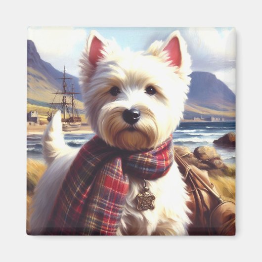Niedlich West Highland White Terrier Malerei Magnet (Vorne)