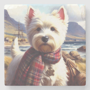 Niedlich West Highland White Terrier Malerei Steinuntersetzer