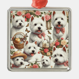 Niedlich West Highland White Terrier Nahtlos Ornament Aus Metall