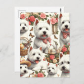 Niedlich West Highland White Terrier Nahtlos Postkarte (Vorne/Hinten)
