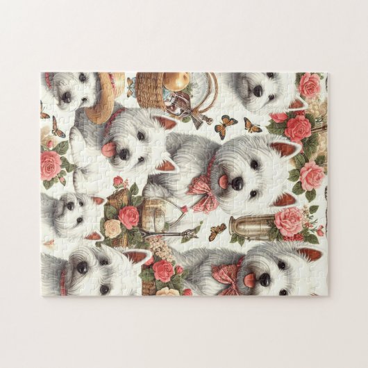 Niedlich West Highland White Terrier Nahtlos Puzzle (Horizontal)