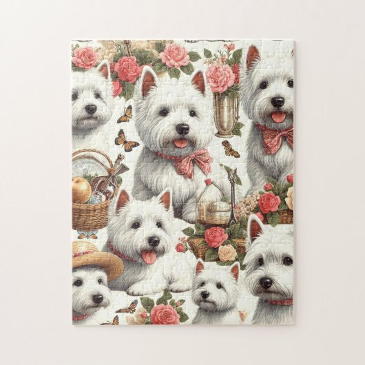 Niedlich West Highland White Terrier Nahtlos Puzzle (Vertikal)