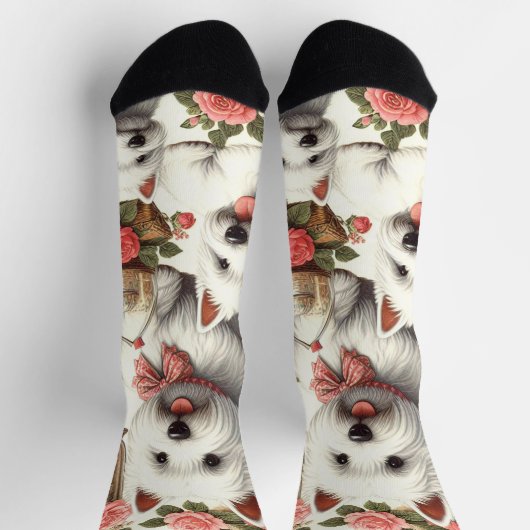 Niedlich West Highland White Terrier Nahtlos Socken (Oben)