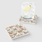 Niedlich West Highland White Terrier Nahtlos Steinuntersetzer (Seitenansicht)