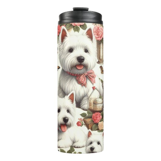Niedlich West Highland White Terrier Nahtlos Thermosbecher (Vorderseite)
