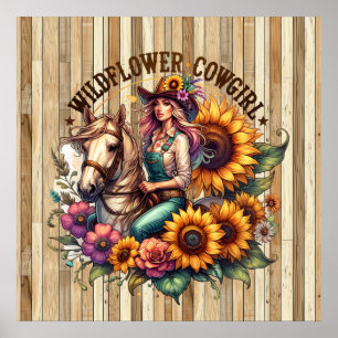 Niedlich Western Cowgirl Wildblume Poster