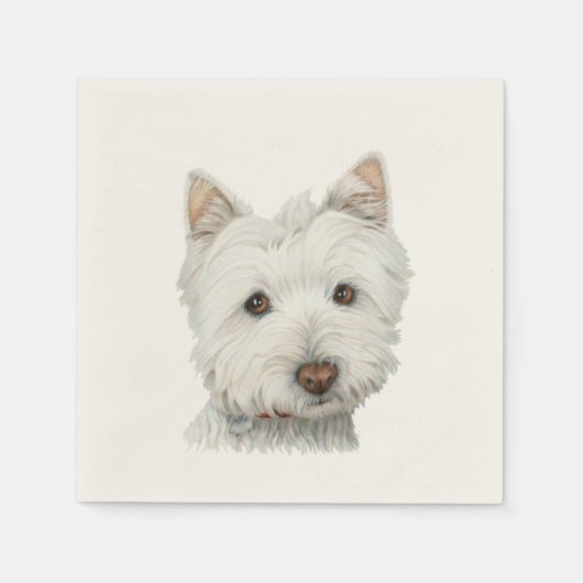Niedlich Westie Dog Art Cocktail Napkin Serviette (Vorderseite)