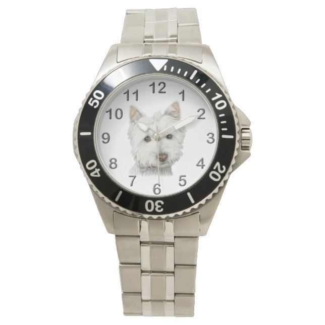 Niedlich Westie Dog Art Watch Armbanduhr (Vorderseite)