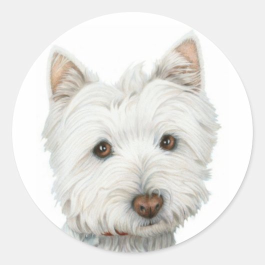 Niedlich Westie Dog Runder Aufkleber (Vorderseite)