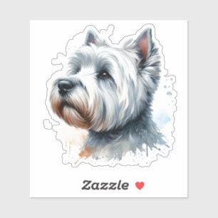 Niedlich Westie Hund Face Watercolor Art Aufkleber