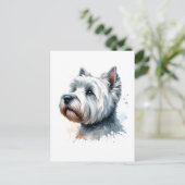 Niedlich Westie Hund Face Watercolor Art Postkarte (Stehend Vorderseite)
