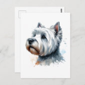 Niedlich Westie Hund Face Watercolor Art Postkarte (Vorne/Hinten)