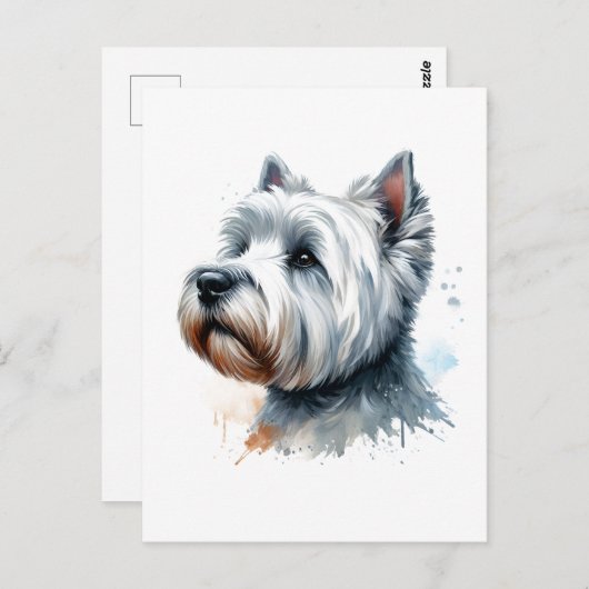 Niedlich Westie Hund Face Watercolor Art Postkarte (Vorne/Hinten)