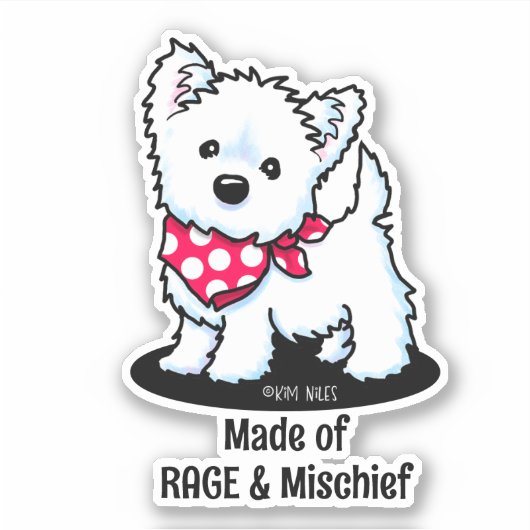 Niedlich Westie KiniArt Sticker (Vorderseite)