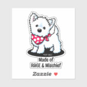 Niedlich Westie KiniArt Sticker (Blatt)