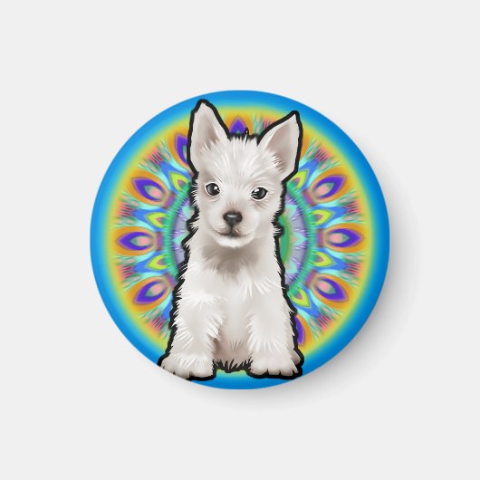 Niedlich Westie pup psychedelic Kühlschrankmagnet (Vorne)