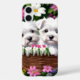 Niedlich Westie Terrier Puppy in Blume iPhone 16 Plus Hülle