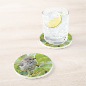 Niedlich Wet Wee Bushtit Songbird auf Laurel Getränkeuntersetzer (Seite)