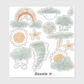 Niedlich Wetter Boho Sun Clouds Scrapbook Aufkleber (Blatt)