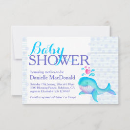 Niedlich Whale Art Baby Dusche Aqua lila Einladung