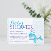 Niedlich Whale Art Baby Dusche Aqua lila Einladung (Stehend Vorderseite)