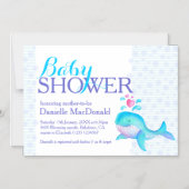 Niedlich Whale Art Babydusche Aqua lila Magneteinladung (Vorderseite)