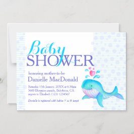 Niedlich Whale Art Babydusche Aqua lila Magneteinladung