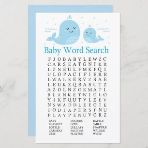 Niedlich Whale Baby Shooter Word Search Game