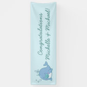 Niedlich Whale Baby Shower Kawaii Boy Blue Banner (Vertikal)