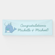 Niedlich Whale Baby Shower Kawaii Boy Blue