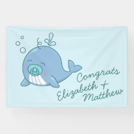 Niedlich Whale Baby Shower Kawaii Boy Blue Banner